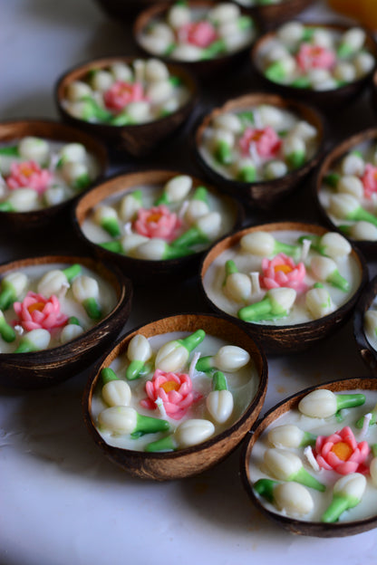 Mogra Coconut Shell Candle